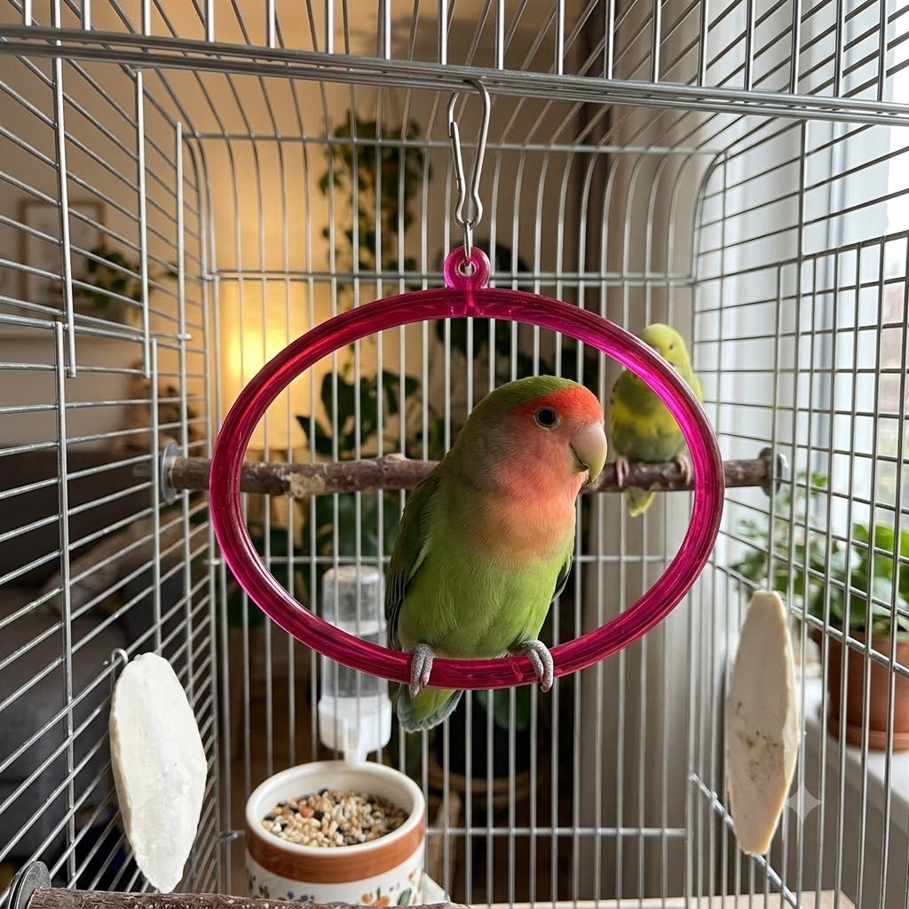 Translucent Bird Swing Ring Oval shape with Metal Clip (17x12 cm)