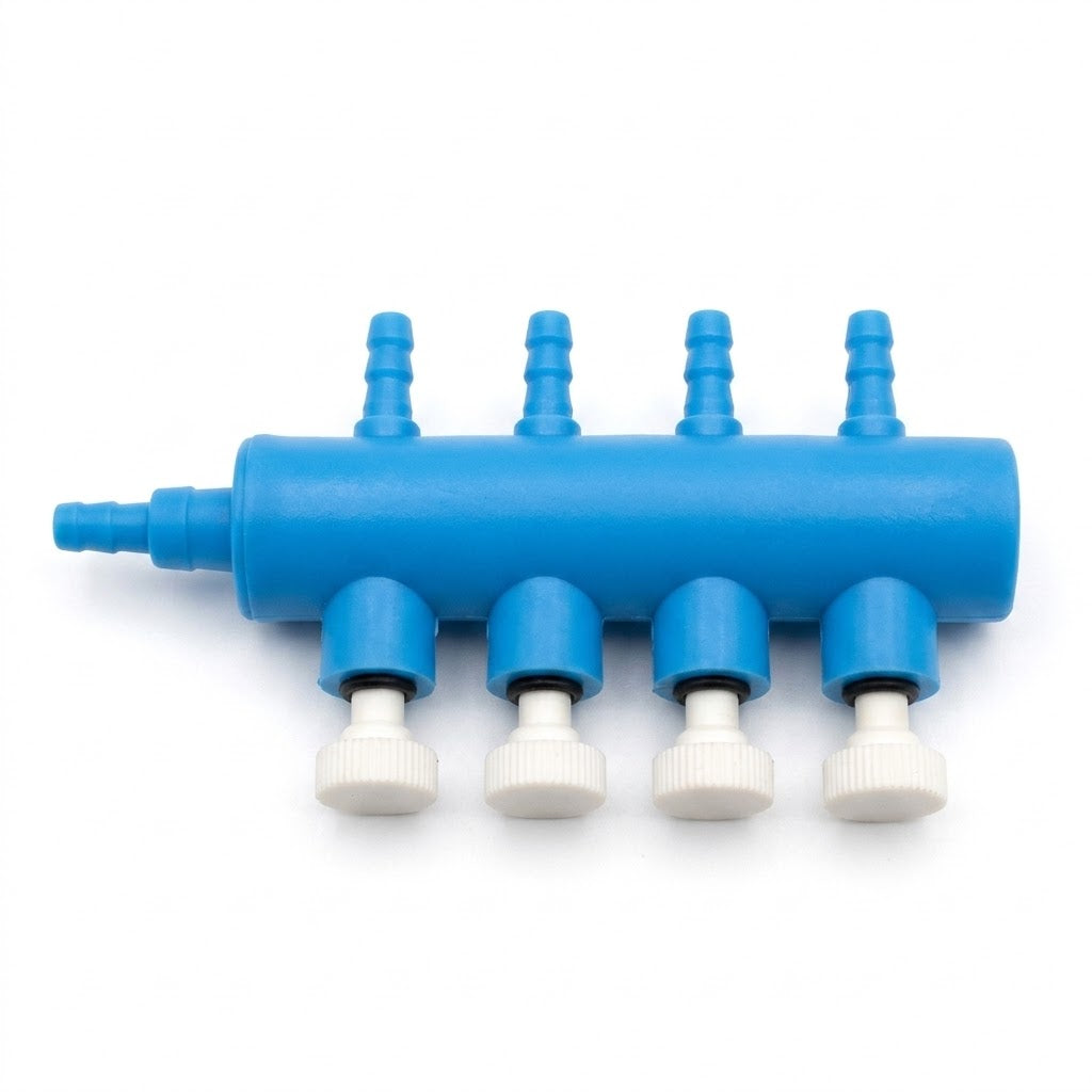 4-Way Air Line Plastic Splitter with Control Valves – Aquarium Aeration Distributor