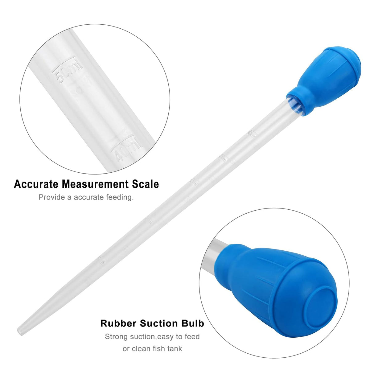 50ML Aquarium Pipette Dropper - Coral Feeder & Gravel Cleaner (17.7 Inch)
