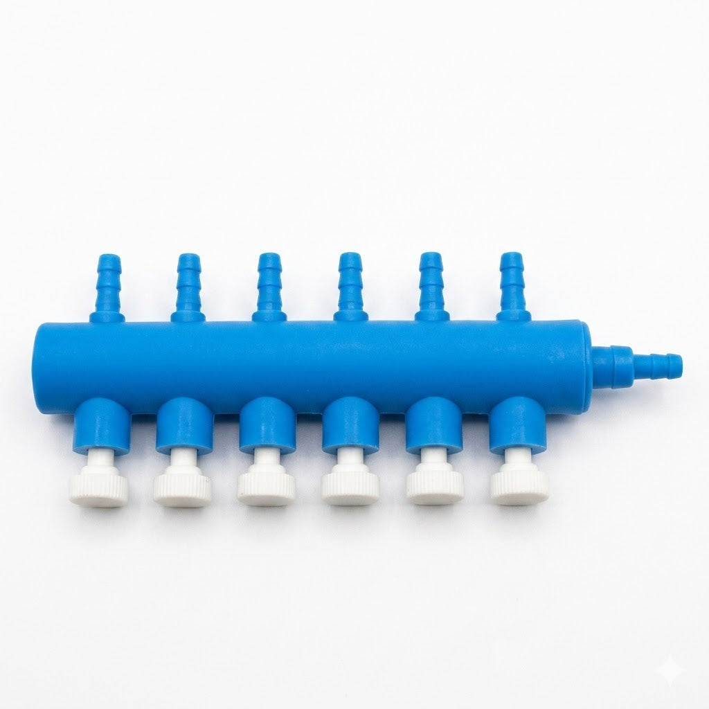6-Way Air Line Plastic Splitter with Control Valves – Aquarium Aeration Distributor