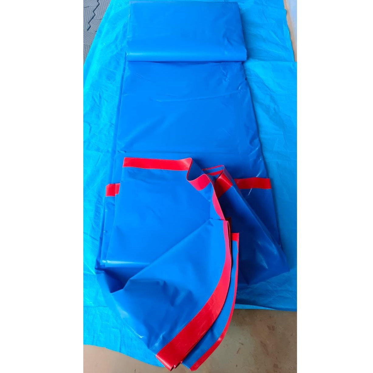 9 x 6 meter 350 GSM Rectangular PVC Coated Nylon Blue Sheet for Fish Pond - 3