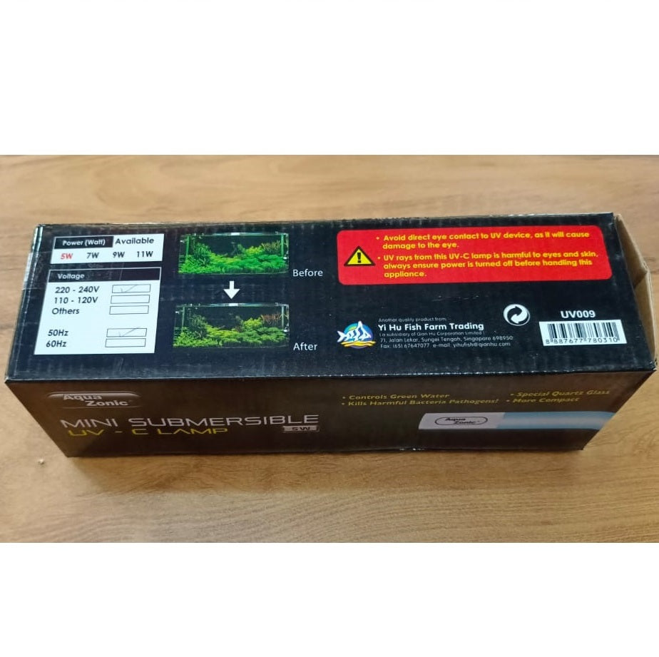 AQUA ZONIC Mini Submersible UV-C Lamp 5w - 6