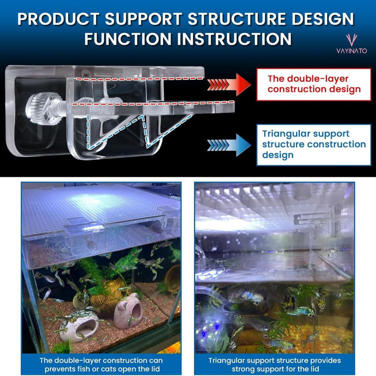 Adjustable ABS Aquarium Glass Holder Clip 6 Pcs Set - Secures up to 21 mm Glass