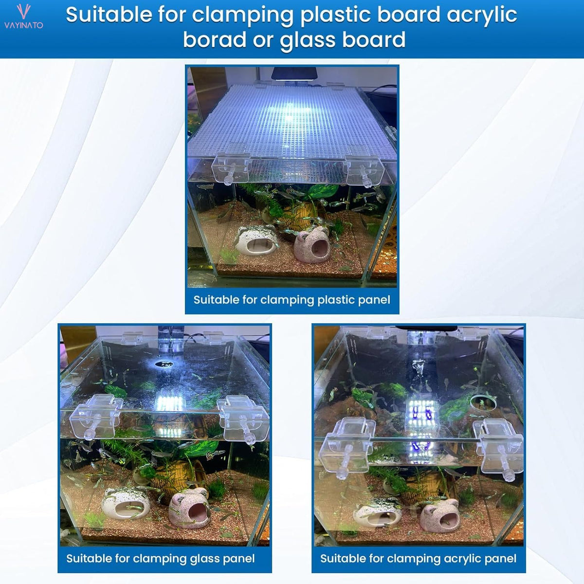 Adjustable ABS Aquarium Glass Holder Clip 6 Pcs Set - Secures up to 21 mm Glass