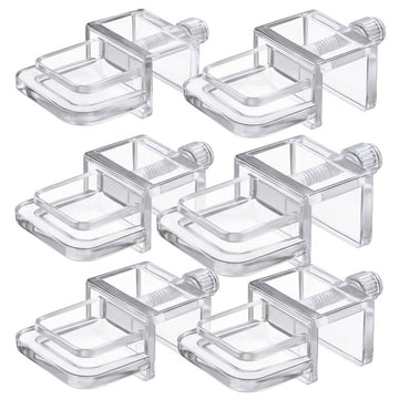 Adjustable ABS Aquarium Glass Holder Clip 6 Pcs Set - Secures up to 21 mm Glass