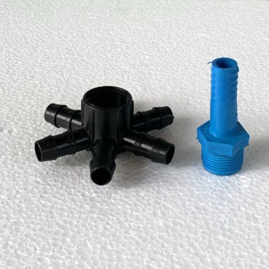 AirOxi 6 way connector 16 mm with inlet nipple - 4