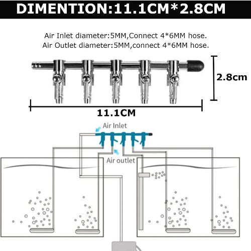 Aquarium 5 Way air Flow Distributor Splitter - 2