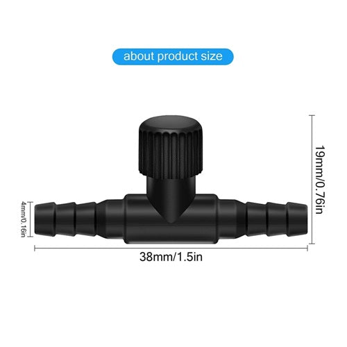 Aquarium Air Control Valve Black Color for 4 mm T Shape - 2