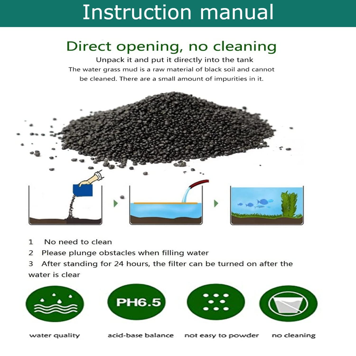 Aquarium Black Soil for Fish Tank Live Plants Black Gravel 900 gram/pack - 3
