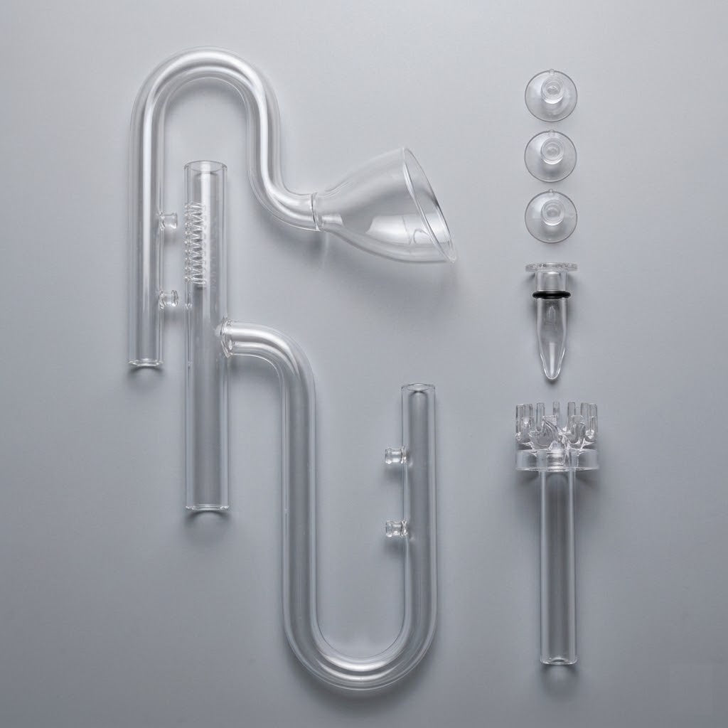 Huan Yu Aquarium Glass Lily Pipe Set with Surface Skimmer (Inlet & Outlet)