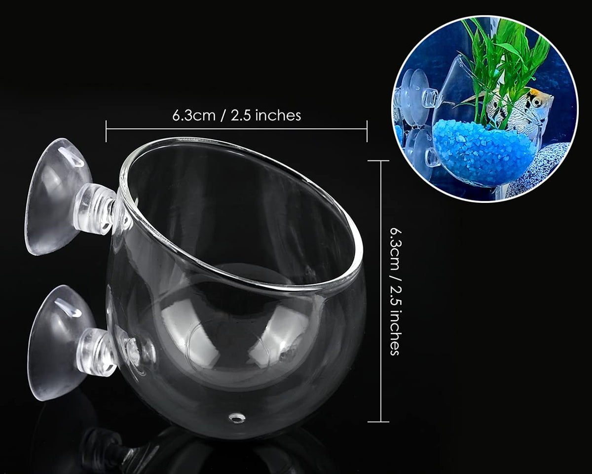 Aquatic Plant Holder Pot - Clear Glass with Suction Cups
