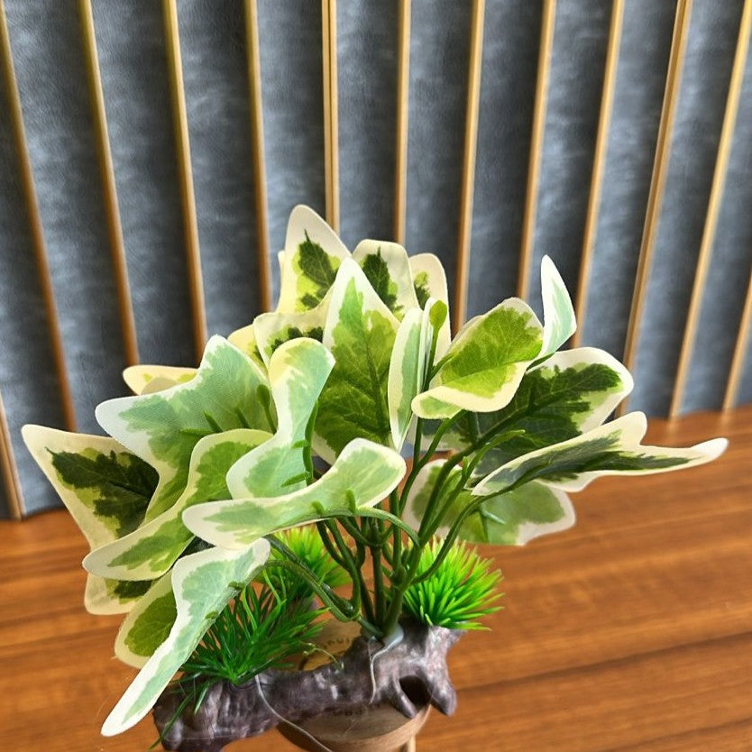 Artificial Aquarium Plant on wood designed Base (BL01-D) – 4 Inch Realistic Tank Decoration - 2