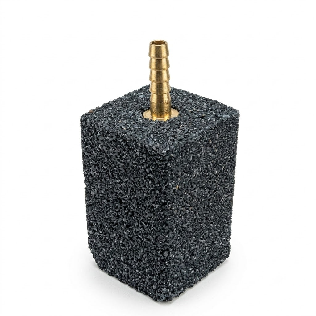 Heavy-Duty Black Rectangular Air Stone with Brass Nozzle (5 x 3.5 cm)