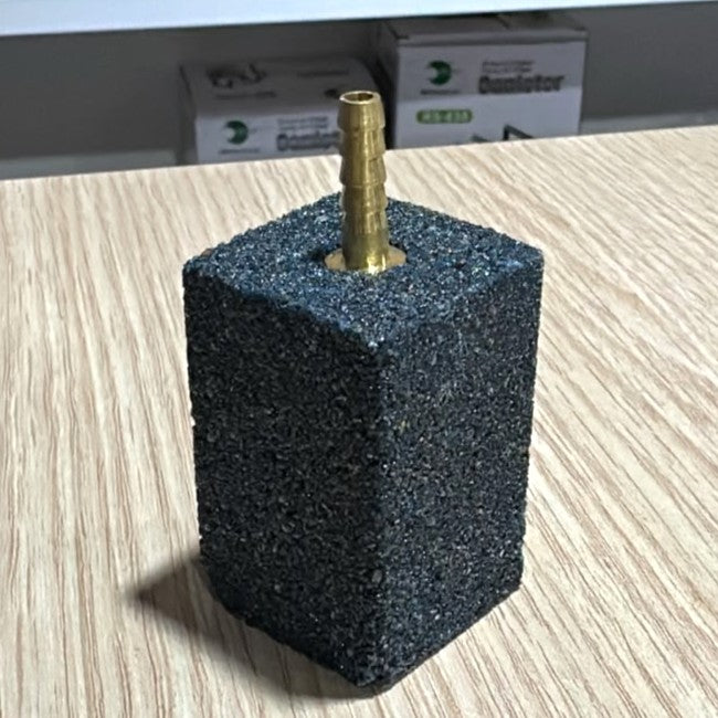 Heavy-Duty Black Rectangular Air Stone with Brass Nozzle (5 x 3.5 cm)