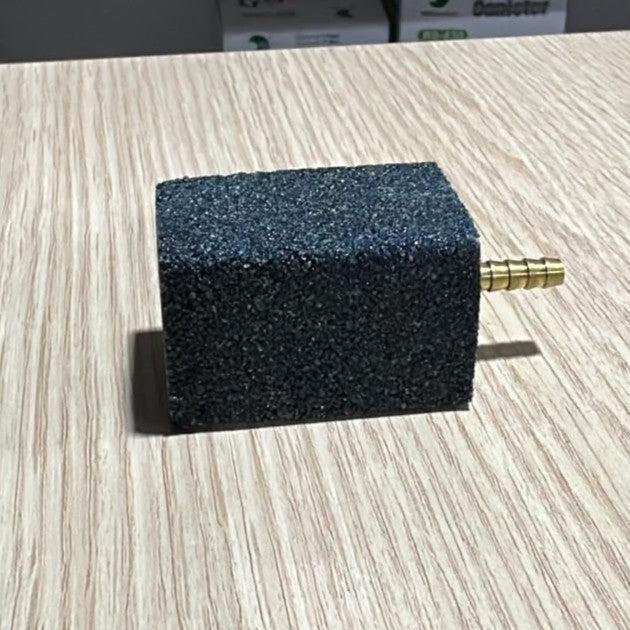 Heavy-Duty Black Rectangular Air Stone with Brass Nozzle (5 x 3.5 cm)