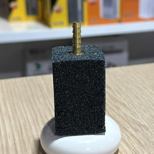 Heavy-Duty Black Rectangular Air Stone with Brass Nozzle (5 x 3.5 cm)