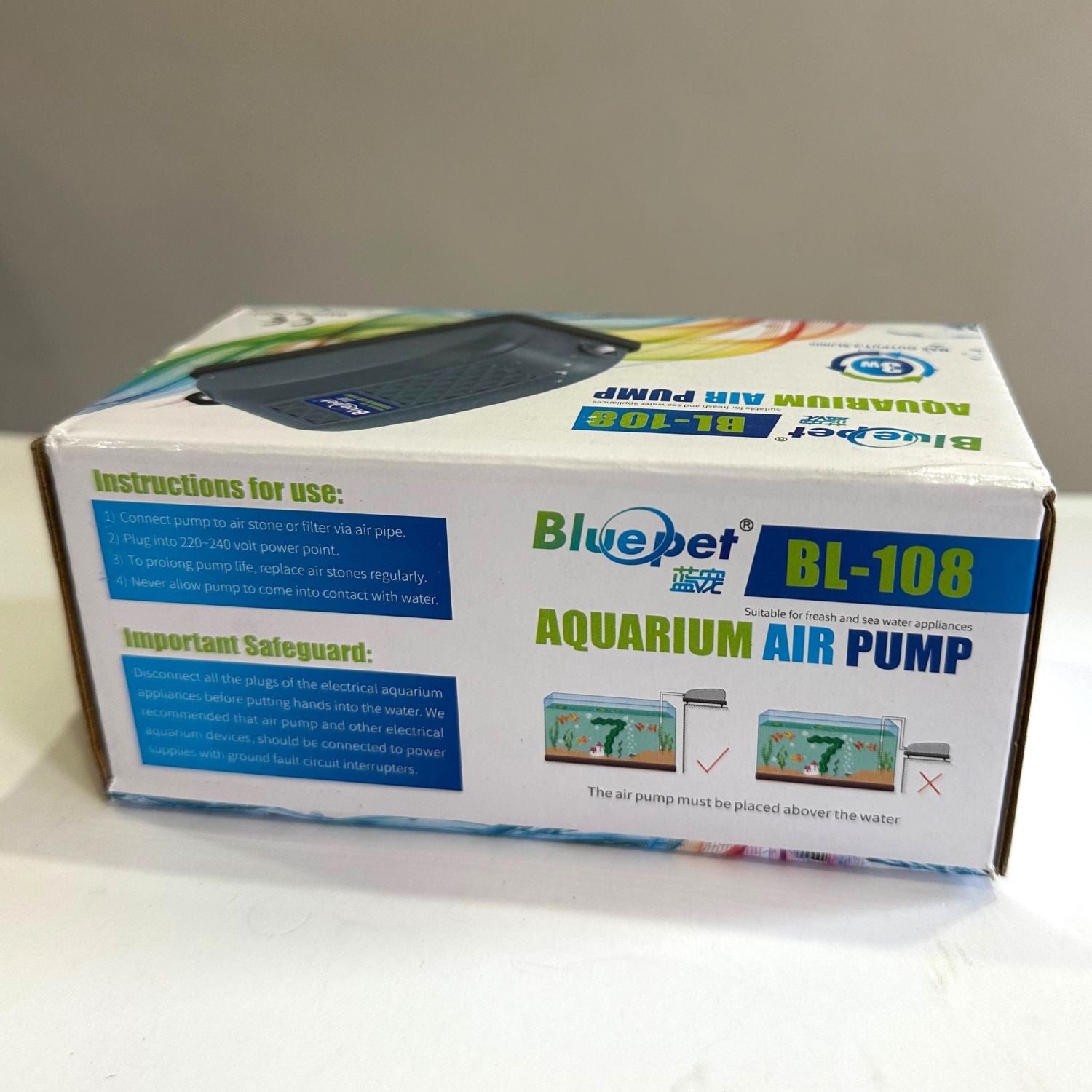 Blue Pet BL-108 Aquarium Air Pump - 3 Watts - 5