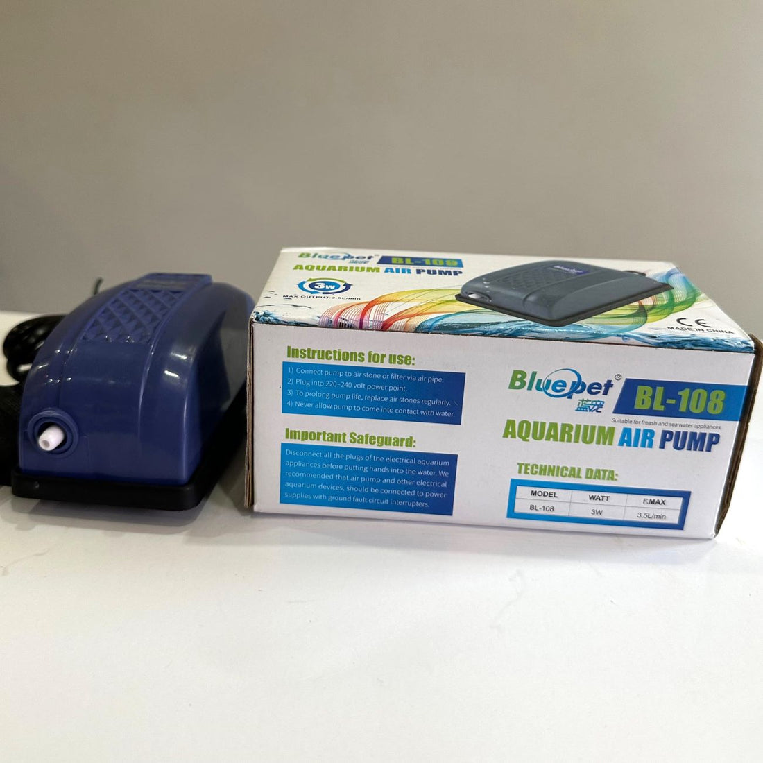 Blue Pet BL-108 Aquarium Air Pump - 3 Watts
