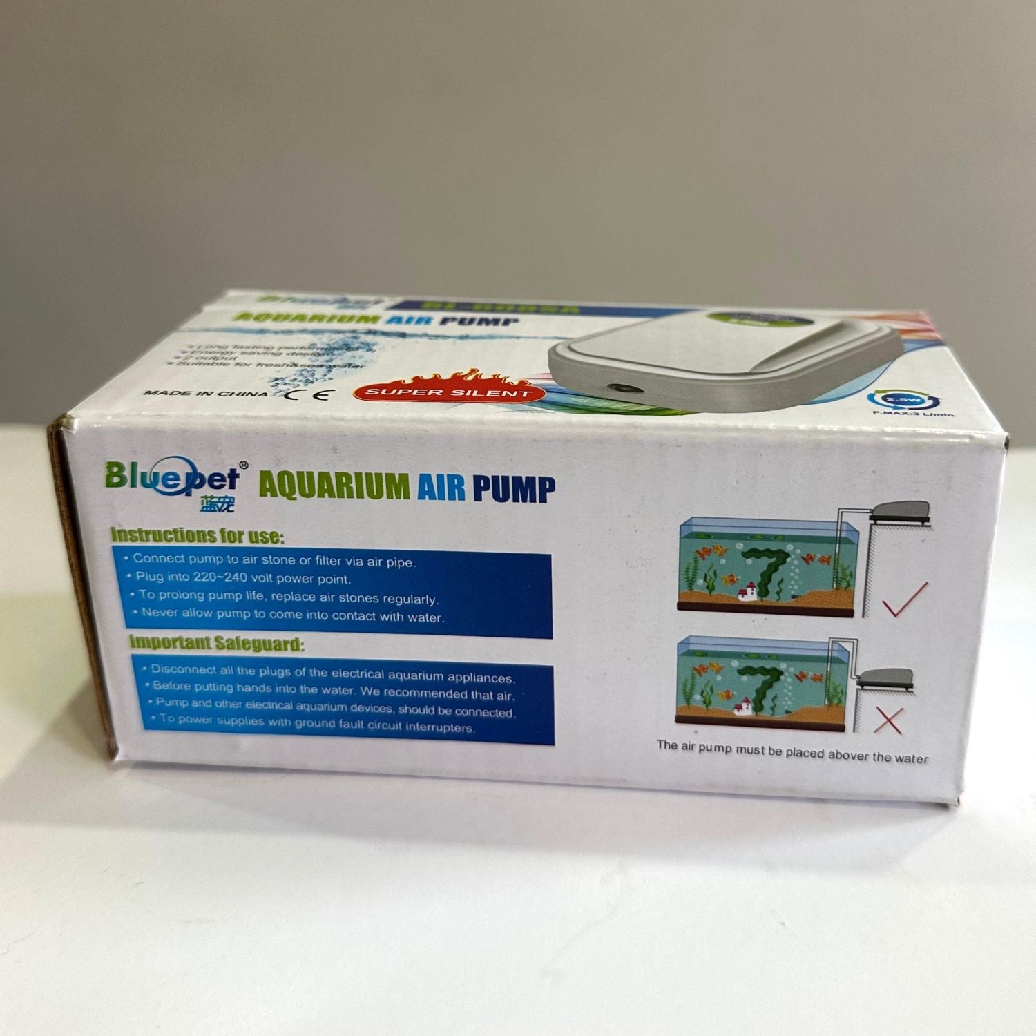 Blue Pet BL-608SA Super Silent Aquarium Air Pump - 2.5W - 3