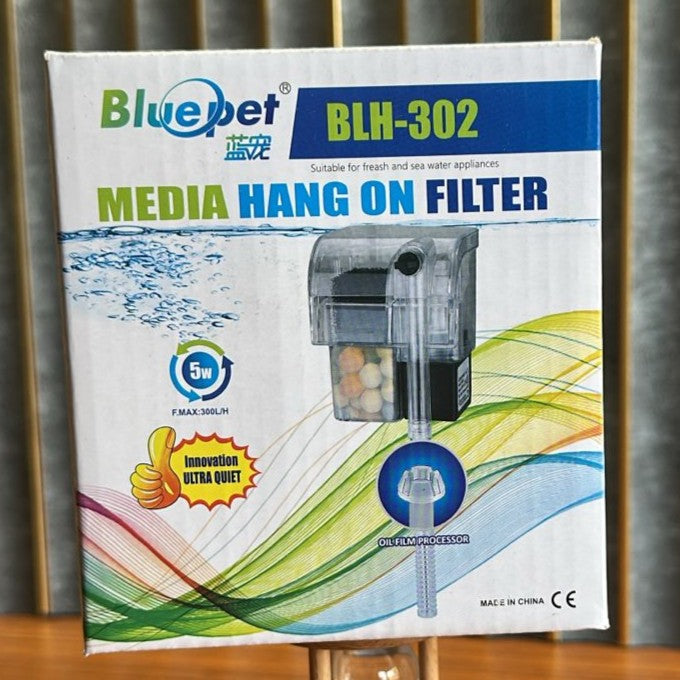 Bluepet BLH-302 Aquarium Hang On Filter (5W) – 300L/H with Surface Skimmer - 6