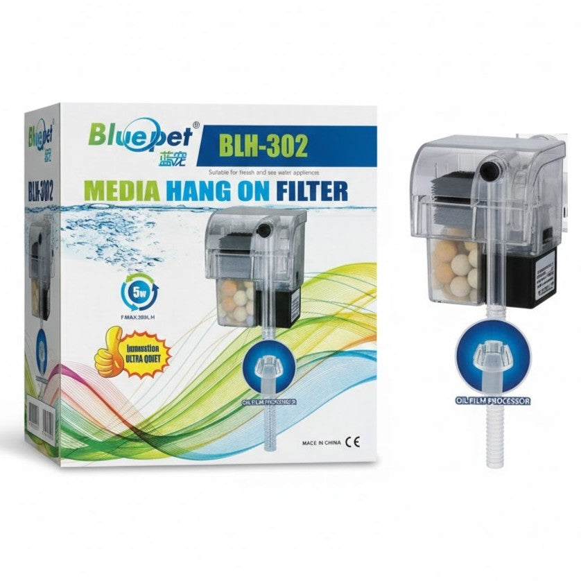 Bluepet BLH-302 Aquarium Hang On Filter (5W) – 300L/H with Surface Skimmer