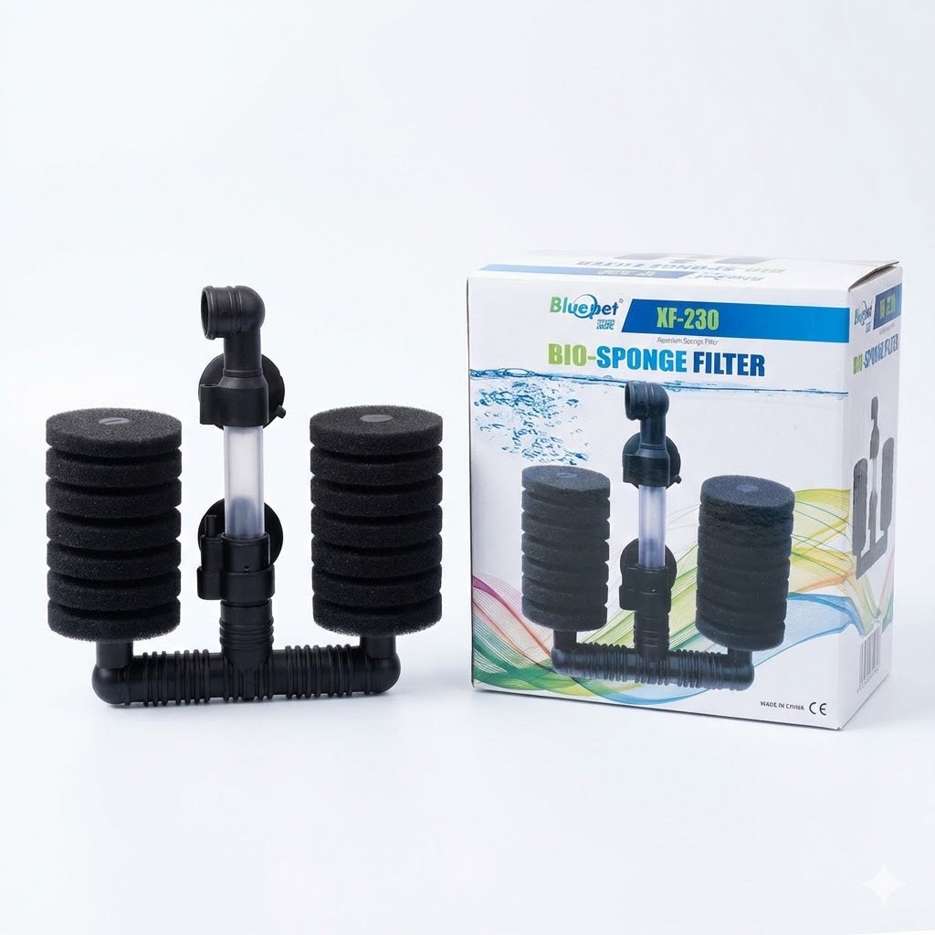 Bluepet XF-230 Aquarium Bio-Sponge Filter – Dual Sponge Air-Driven Filtration