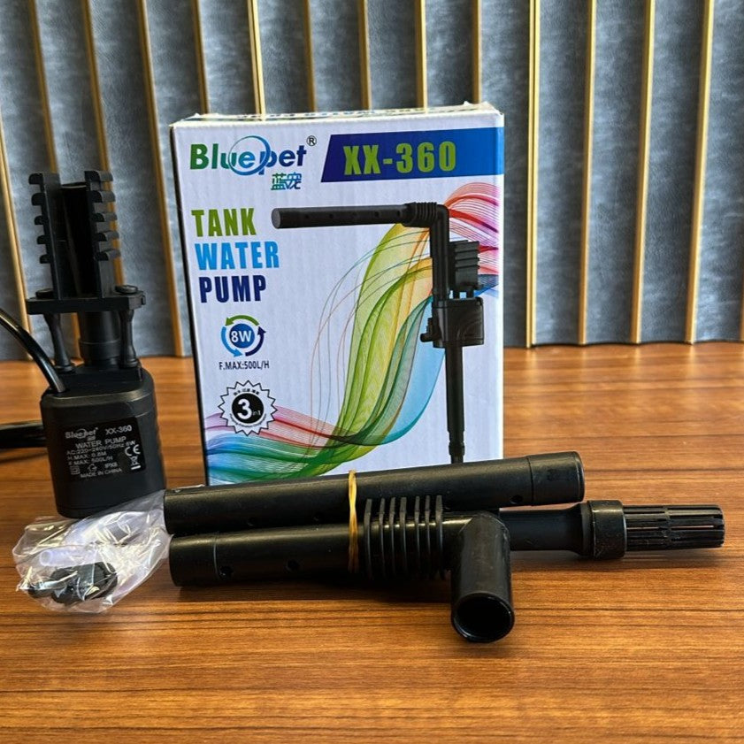 Bluepet XX-360 Aquarium Water Pump (8W) – 500L/H 3-in-1 Submersible Filter Pump