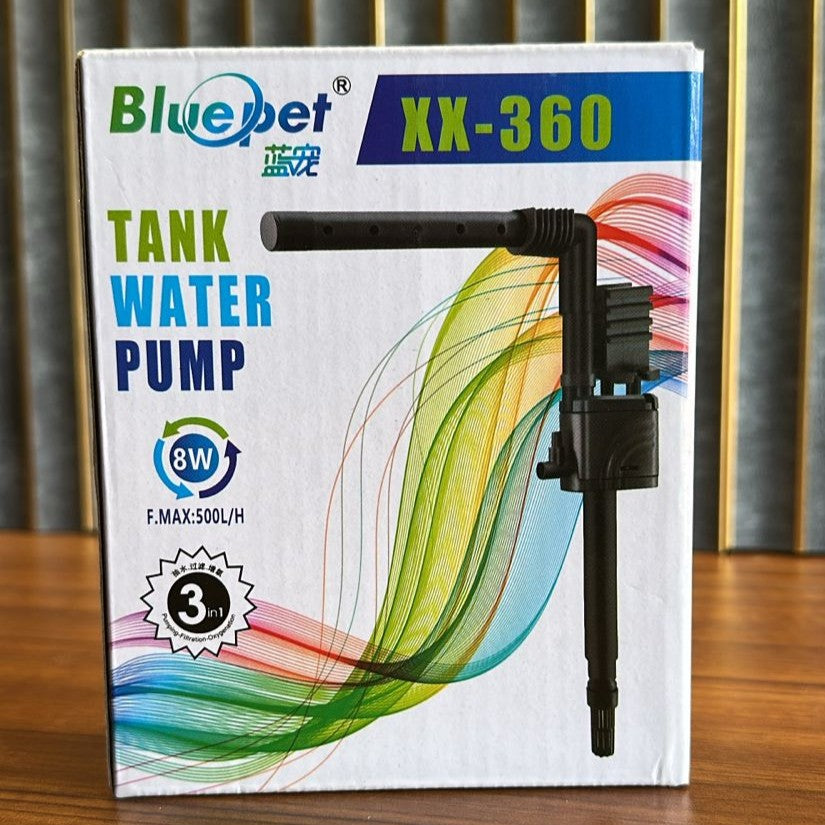 Bluepet XX-360 Aquarium Water Pump (8W) – 500L/H 3-in-1 Submersible Filter Pump - 5