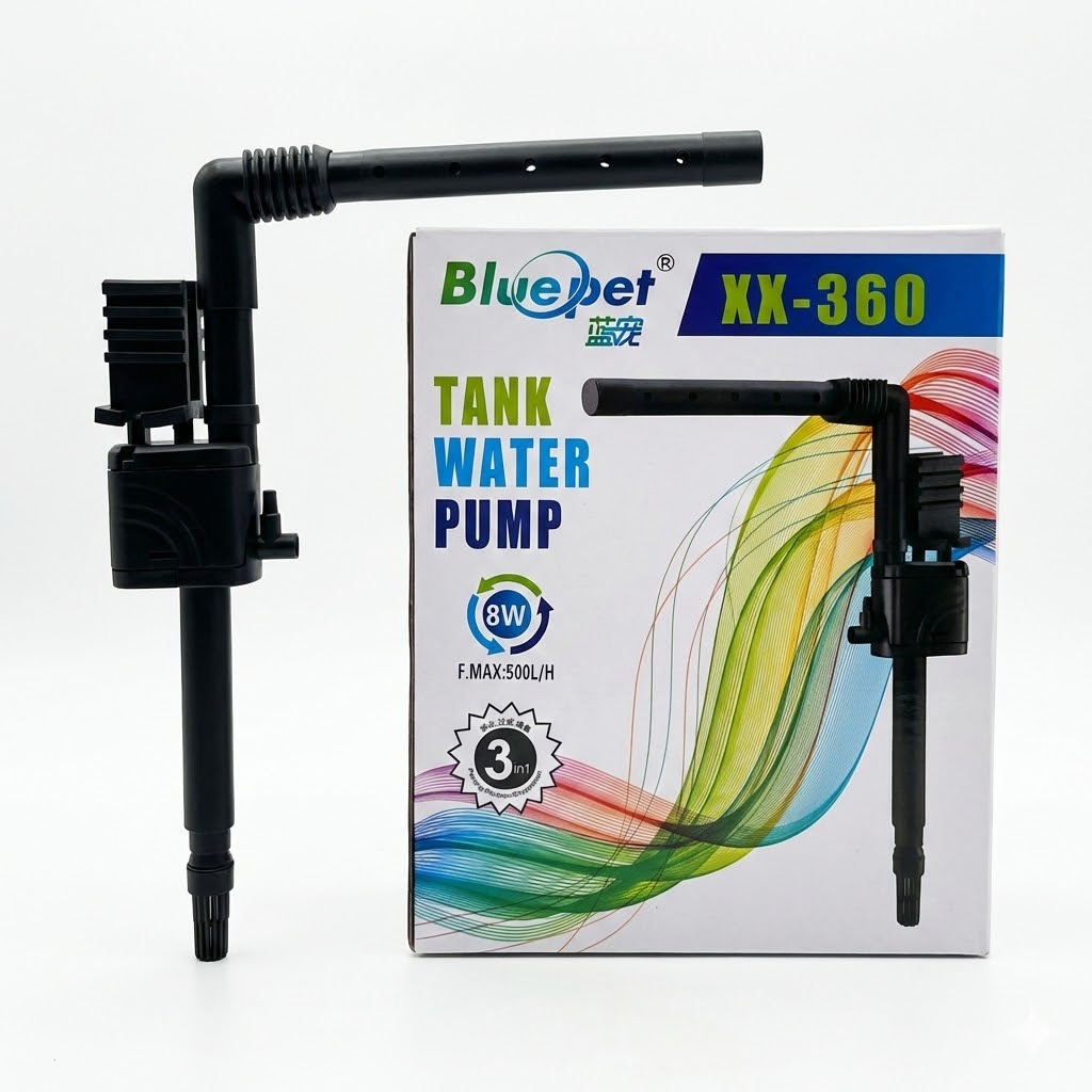 Bluepet XX-360 Aquarium Water Pump (8W) – 500L/H 3-in-1 Submersible Filter Pump
