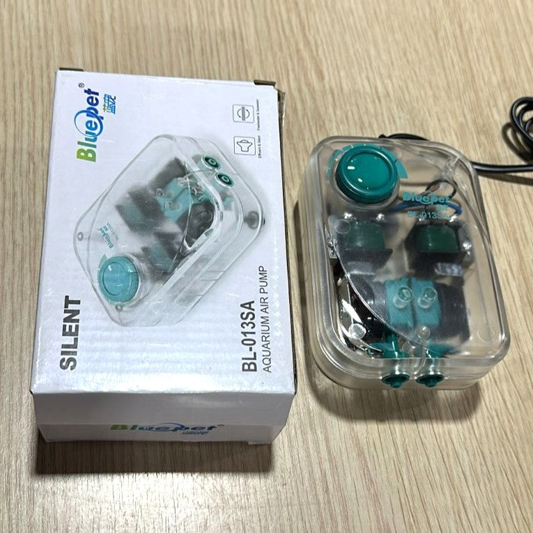 Bluepet BL-013SA Dual Outlet Aquarium Air Pump (6W) – Transparent Adjustable Aerator