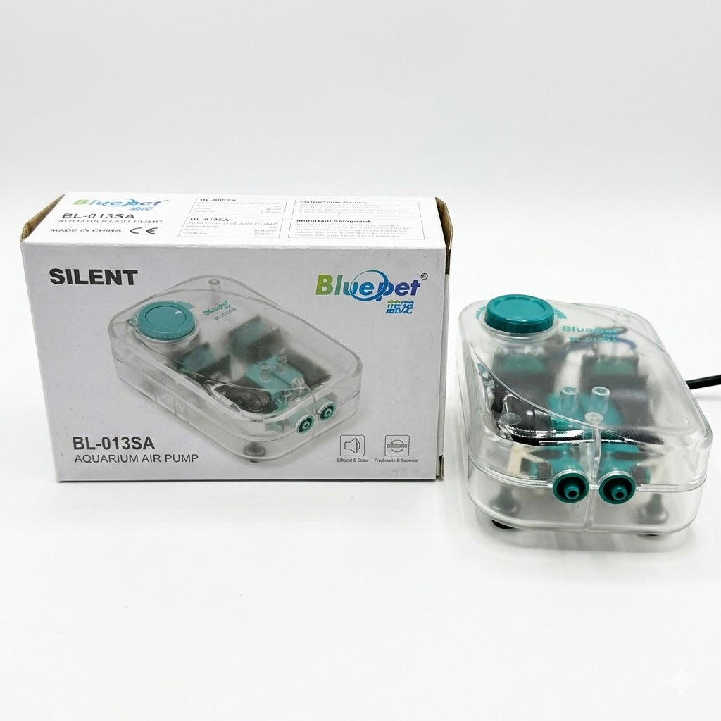 Bluepet BL-013SA Dual Outlet Aquarium Air Pump (6W) – Transparent Adjustable Aerator