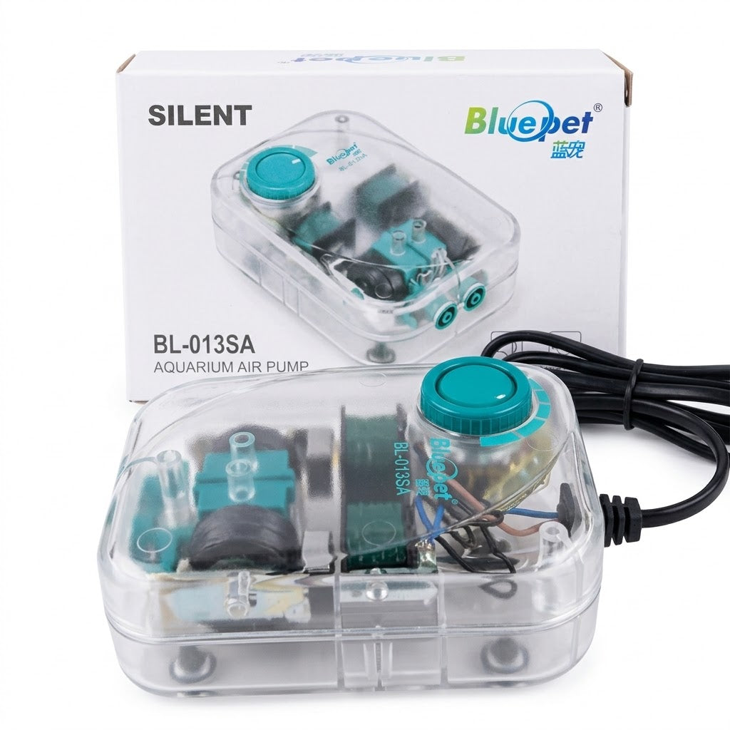 Bluepet BL-013SA Dual Outlet Aquarium Air Pump (6W) – Transparent Adjustable Aerator