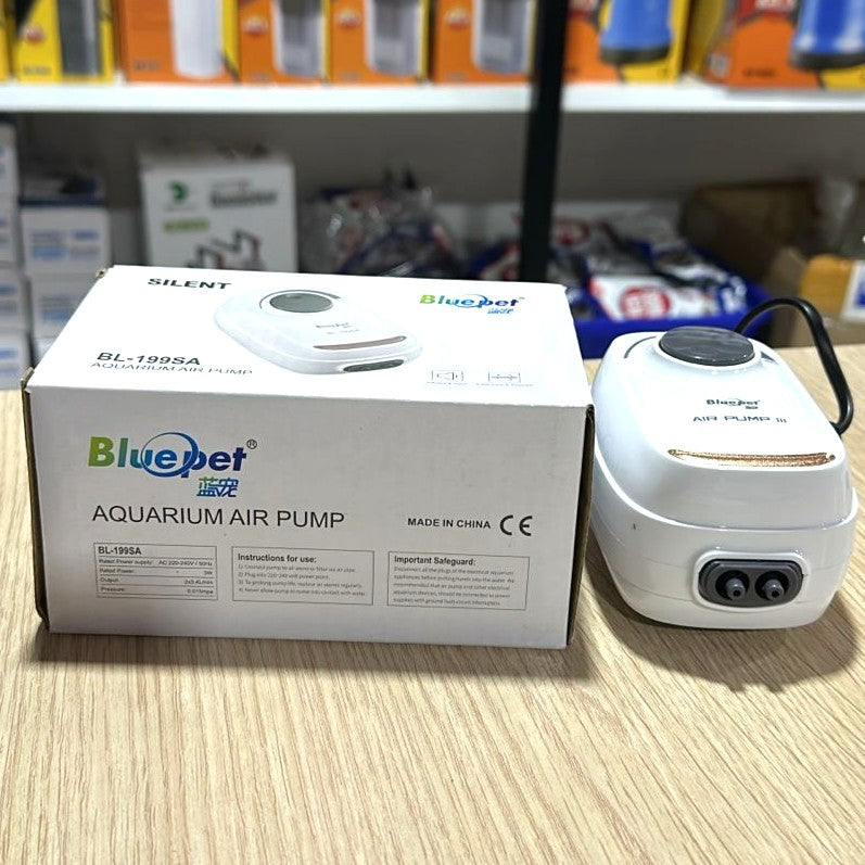 Bluepet BL-199SA Silent Dual-Outlet Aquarium Air Pump (3W) – Adjustable Aerator