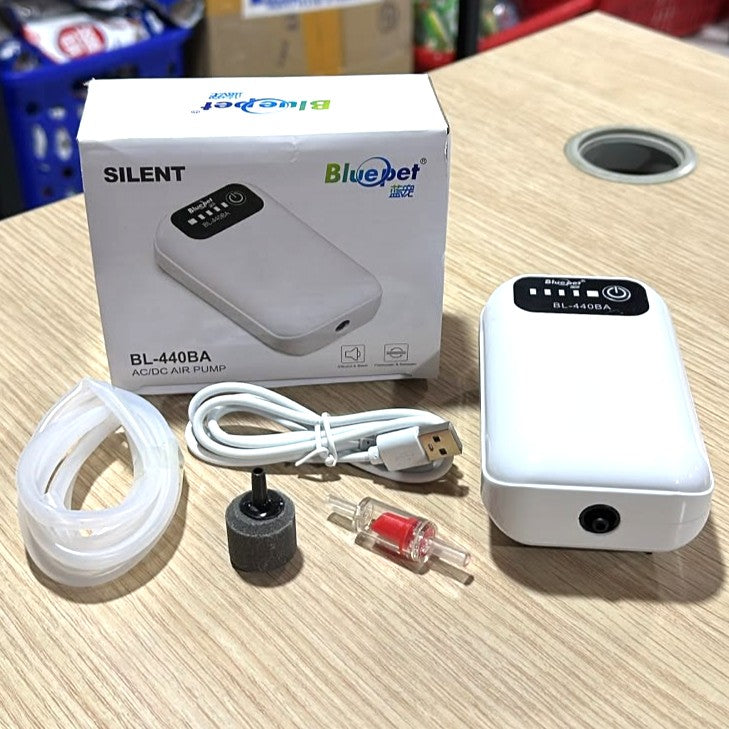 Bluepet BL-440BA AC/DC Aquarium Air Pump (1W) – Battery Backup Aerator
