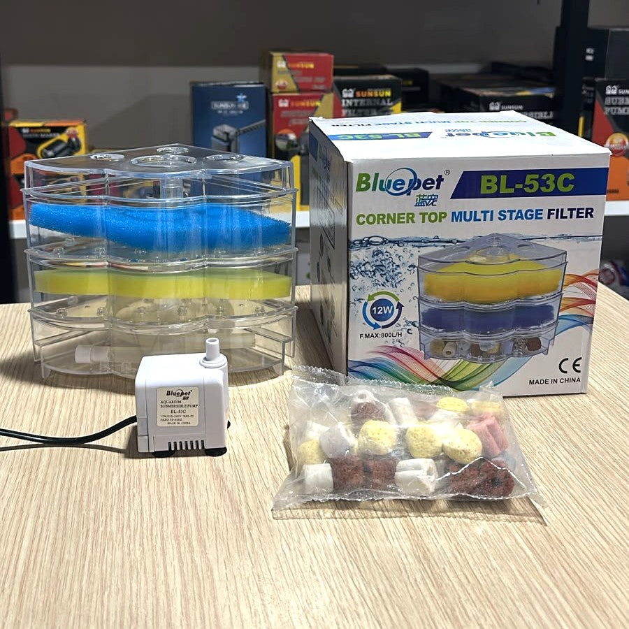 Bluepet BL-53C 12W Corner Top Multi-Stage Aquarium Filter