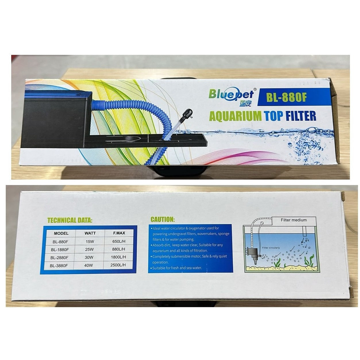 Bluepet BL-880F Aquarium Top Filter (15W, 650 L/H) – Efficient Circulation & Filtration