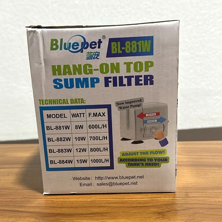 Blue Pet BL-881W Hang-On Top Sump Filter 8 Watts 600 L/H