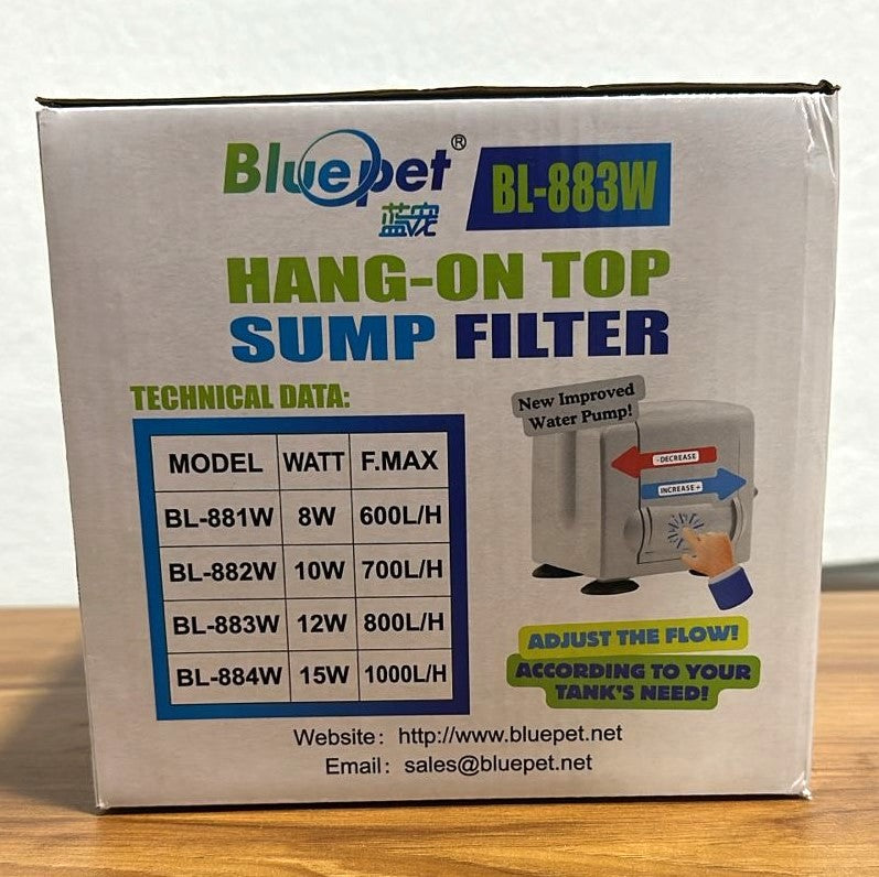 Blue Pet BL-883W Hang-On Top Sump Filter 12 Watts 800L/H
