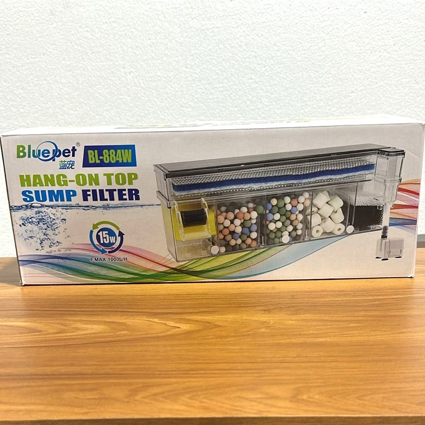 Blue Pet BL-884W Hang-On Top Sump Filter 15 Watts 1000 L/H