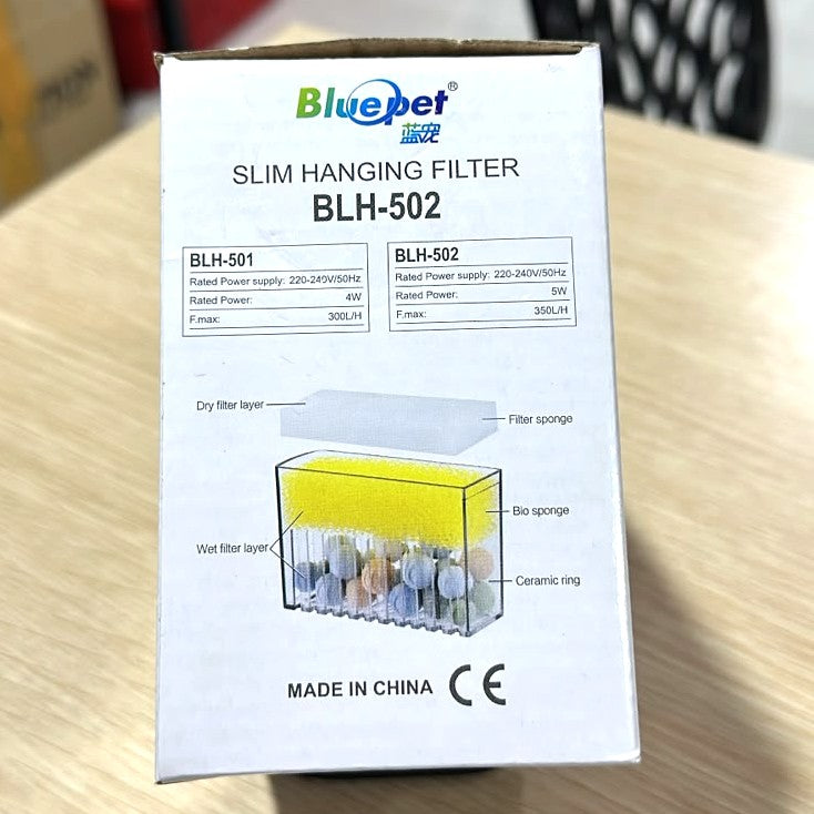 Bluepet BLH-502 Slim Hang On Filter (5W, 350 L/H) – Biochemical Filtration