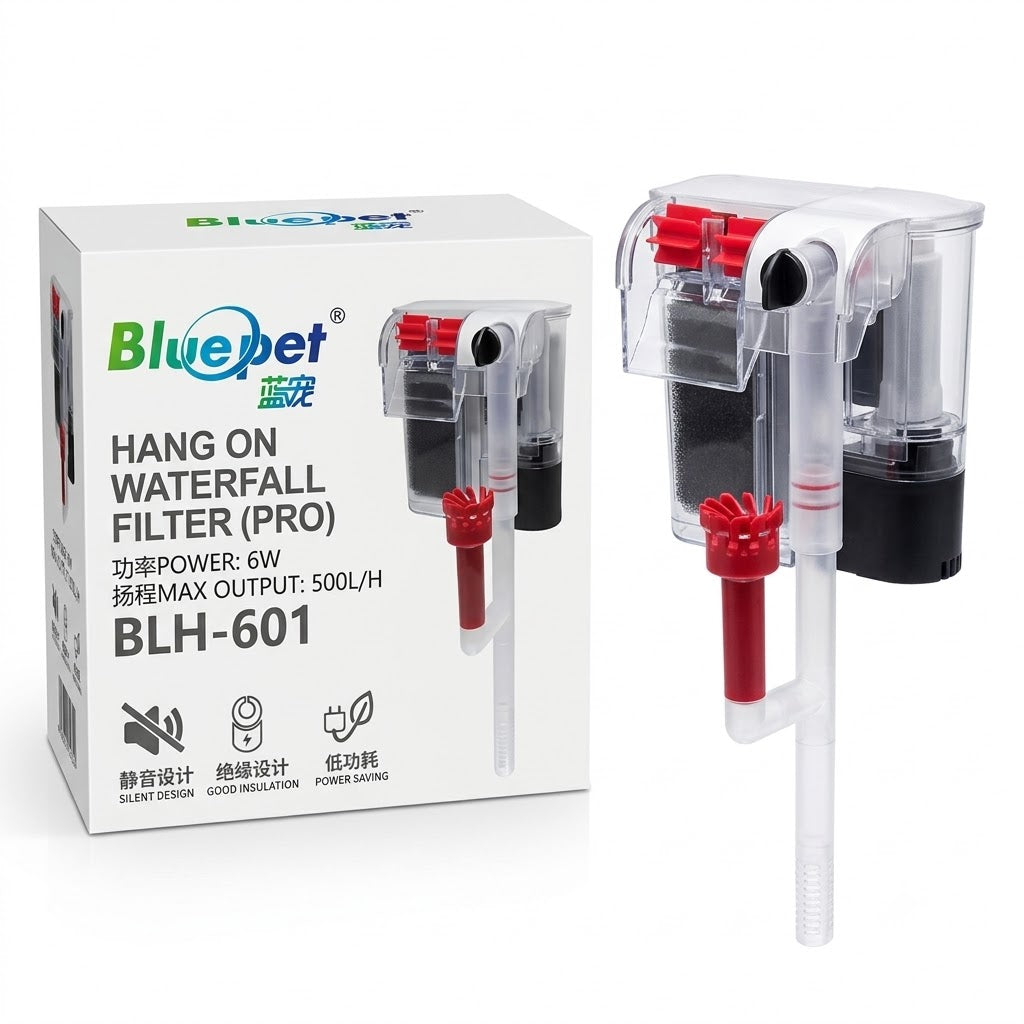 Bluepet BLH-601 Pro Hang-On Waterfall Aquarium Filter (6W, 500 L/H)