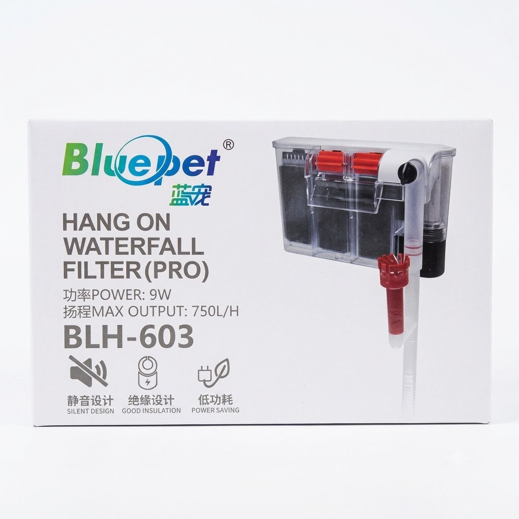 Bluepet BLH-603 Pro Hang-On Waterfall Aquarium Filter (9W, 750 L/H)