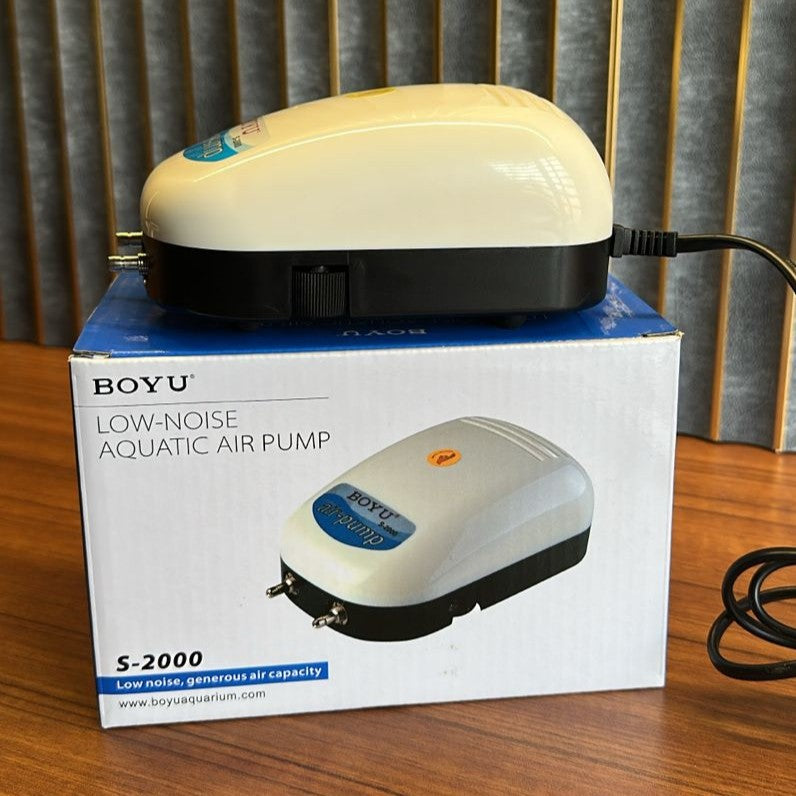 Boyu S-2000 Low-Noise Aquarium Air Pump (3W) – Adjustable Dual Outlet Aerator - 3