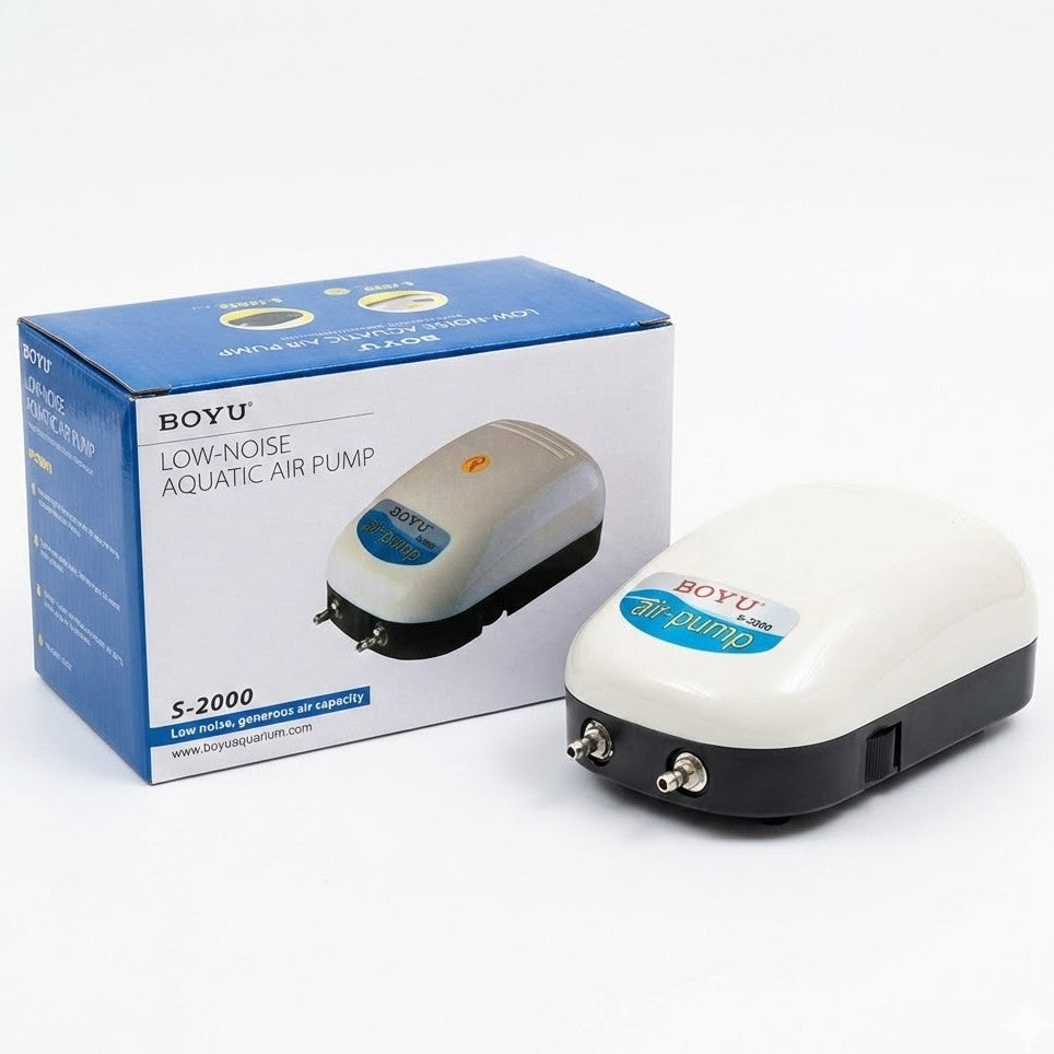 Boyu S-2000 Low-Noise Aquarium Air Pump (3W) – Adjustable Dual Outlet Aerator