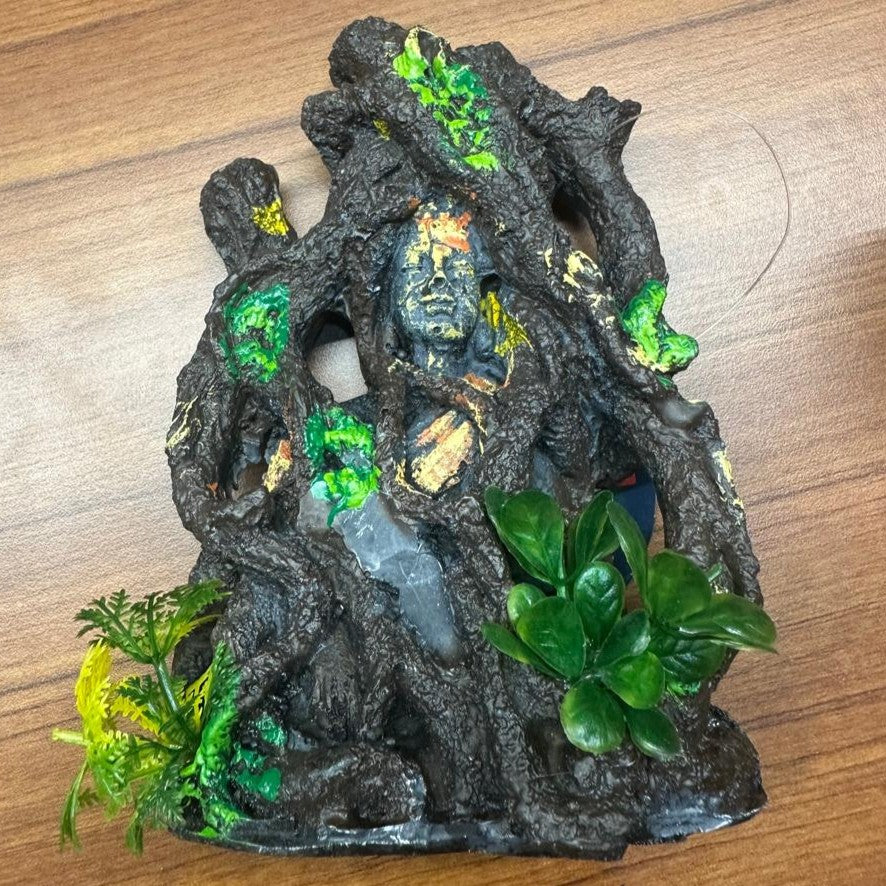 Buddha Head in Tree Roots Aquarium Decoration (16cm) – Resin Hideout - 2