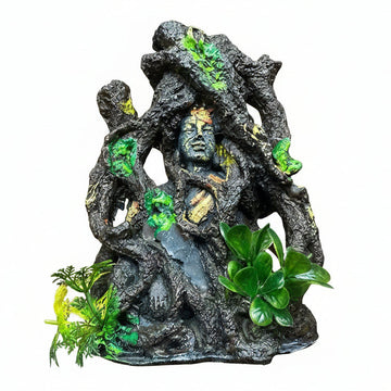 Buddha Head in Tree Roots Aquarium Decoration (16cm) – Resin Hideout