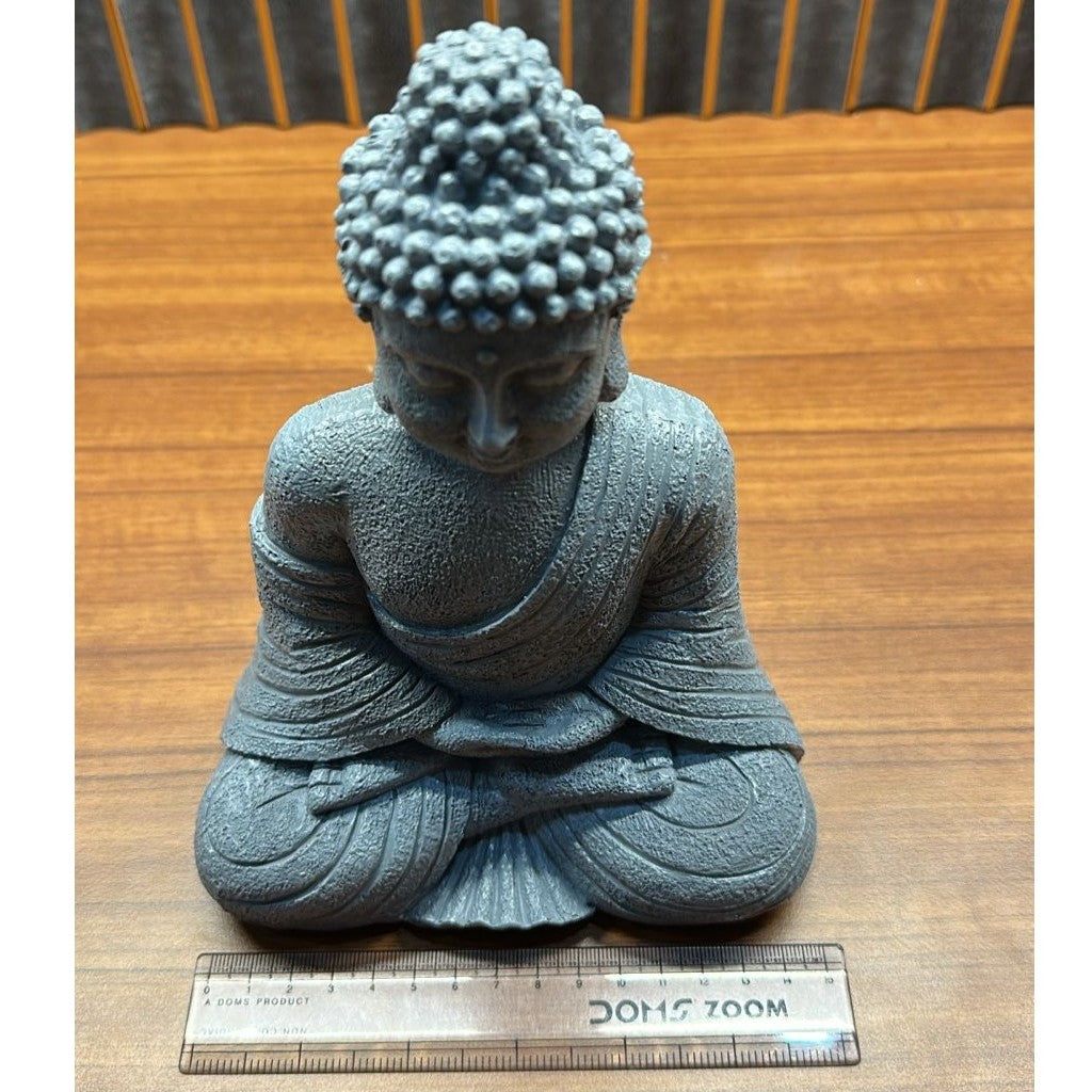 Meditating Buddha Aquarium Decoration (21 x 15 cm) – Grey Zen Ornament - 4