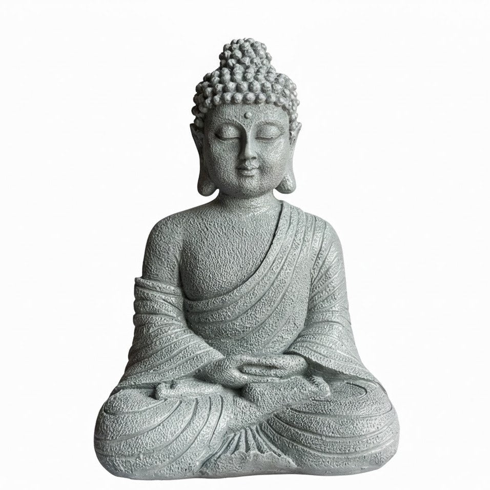 Meditating Buddha Aquarium Decoration (21 x 15 cm) – Grey Zen Ornament