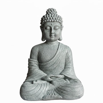 Meditating Buddha Aquarium Decoration (21 x 15 cm) – Grey Zen Ornament