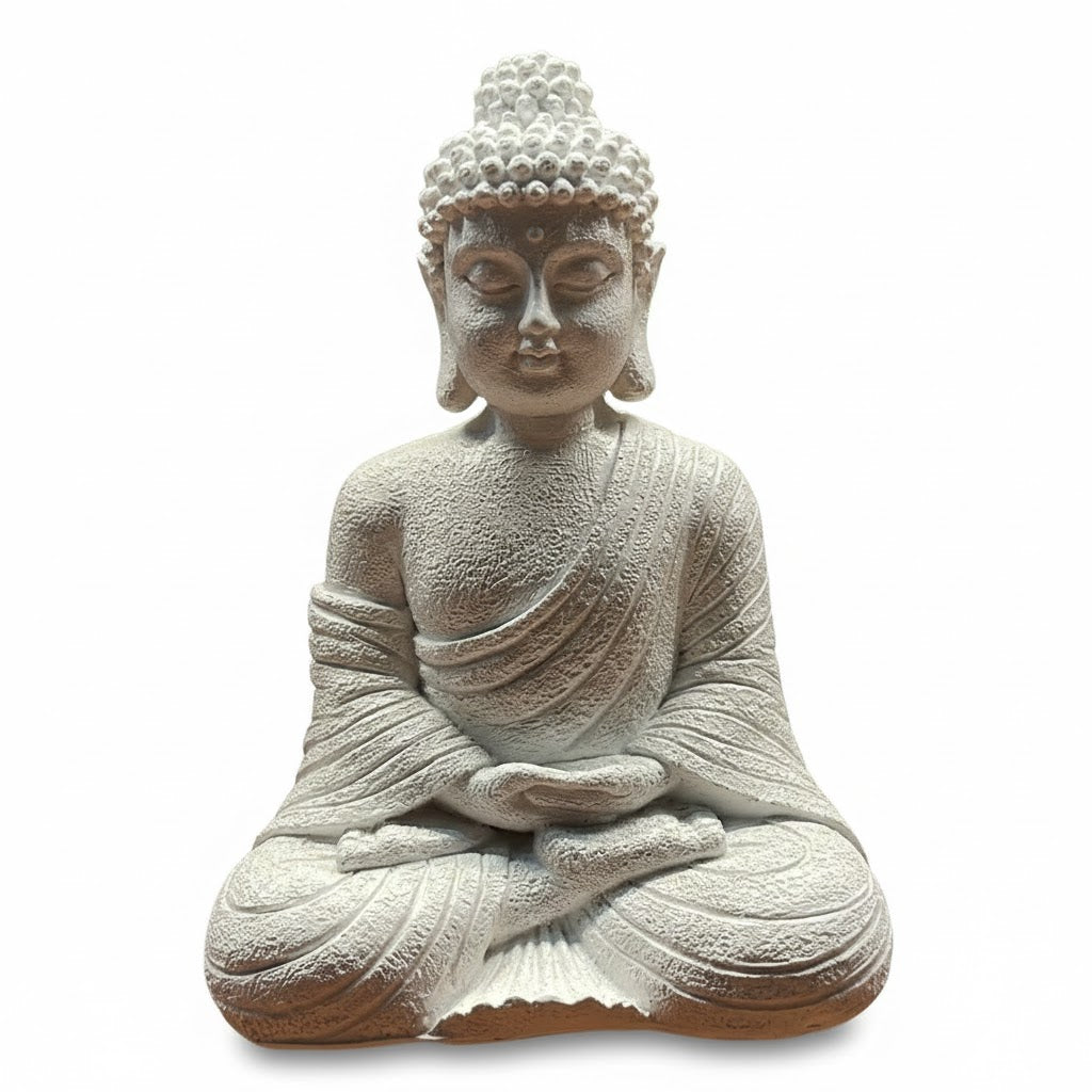 Meditating Buddha Aquarium Decoration (21 x 15 cm) – White Zen Ornament